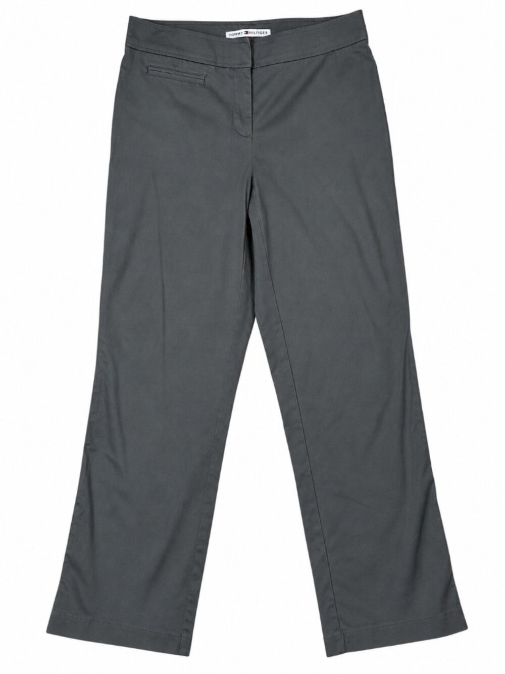 Tommy Hilfiger Womens Size 10 Gray Wide Leg Pants Cotton Blend Dress Trousers